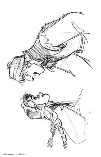 Printable Frozen colouring pages. Kristoff and Anna
