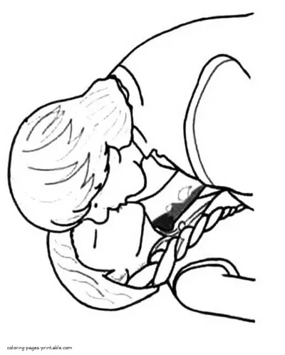 Anna and Kristoff kissing coloring page. Frozen characters