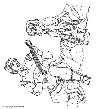 Frozen animation. Anna and Kristoff coloring pages