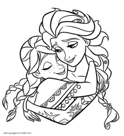 Free printable Frozen coloring pages. Elsa and Anna
