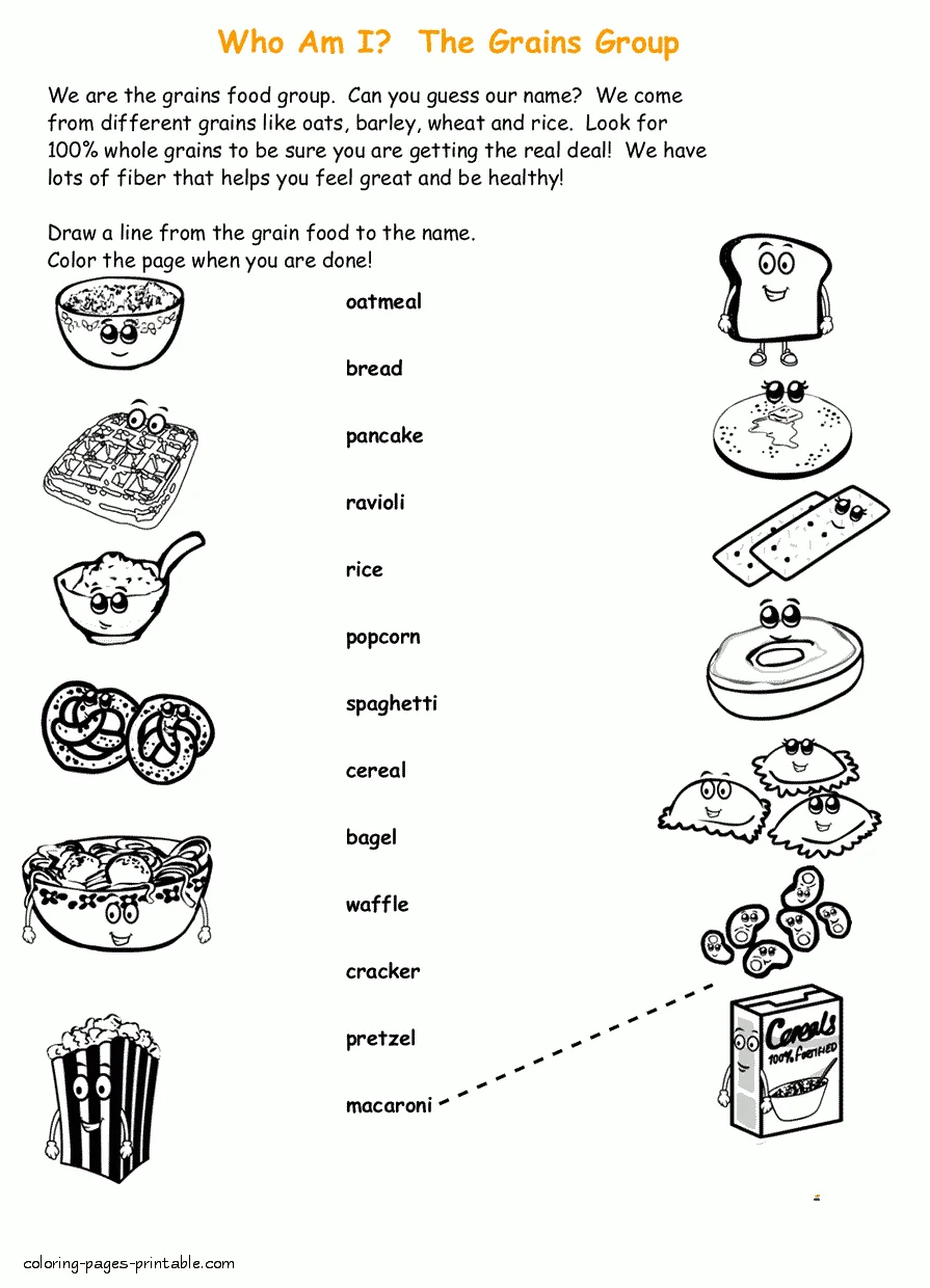 Grains group. Healthy food coloring pages Healthy food coloring pages to print out
