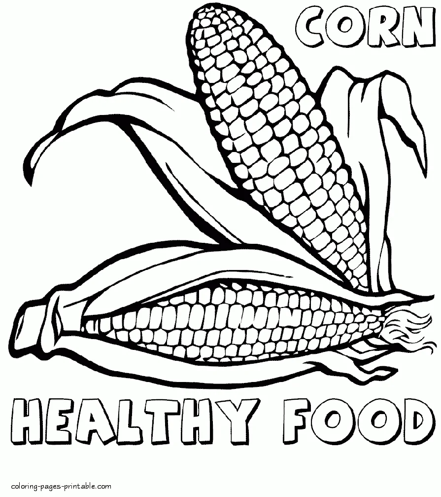 Food coloring pages printable. Corn Food coloring pages printable