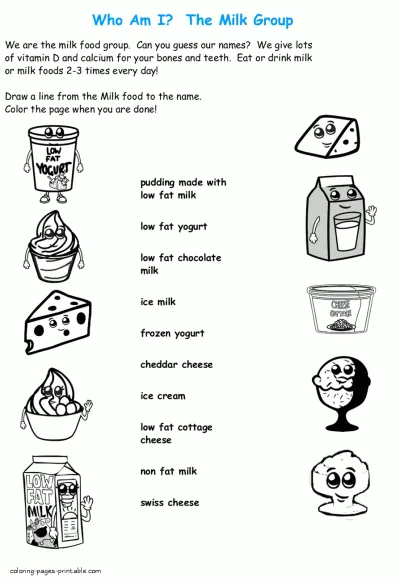 Coloring food pages