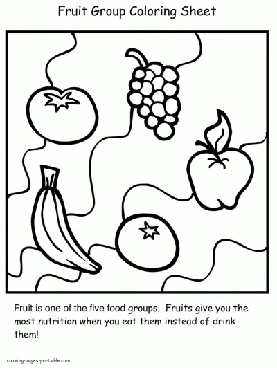 Healthy food coloring pages for preschool