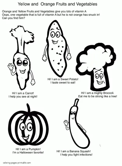 Healthy food coloring pages