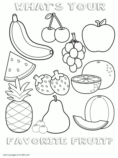 Healthy food coloring pages for preschool