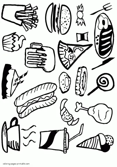 Healthy food coloring pages for preschool