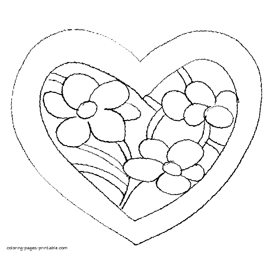 Printable heart pages to color Printable heart coloring pages