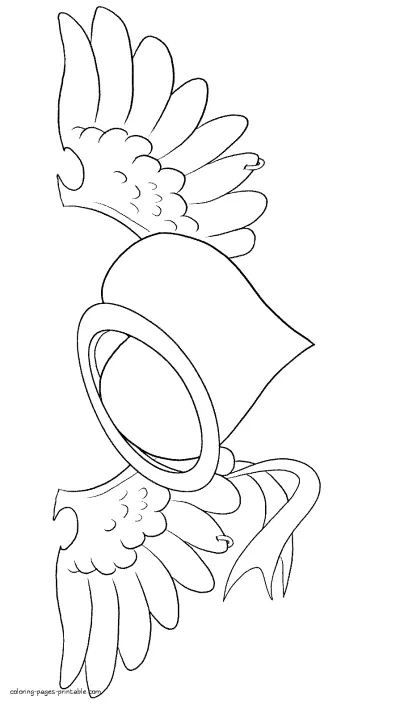 Heart with wings and ring coloring page to print