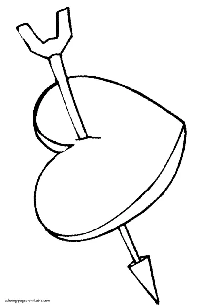 Coloring page of heart and arrow
