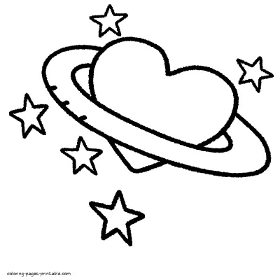 A Heart shaped planet coloring page