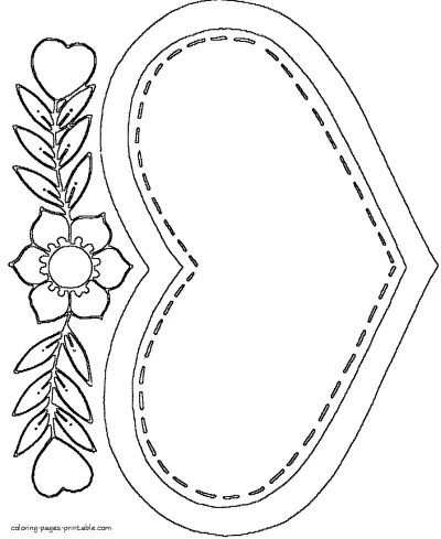 Heart and nice roses page for coloring