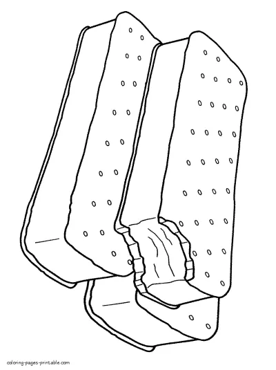 Ice cream sandwich coloring page for printing