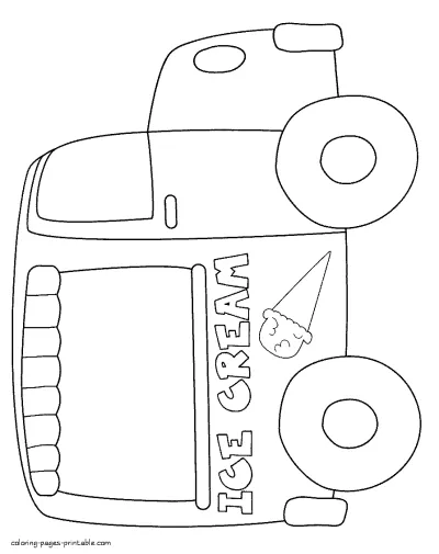 Coloring pages of kid's ice cream truck