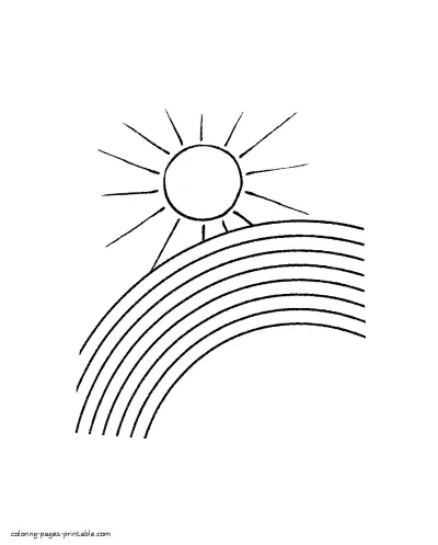 Kindergarten coloring worksheets. The rainbow and the sun