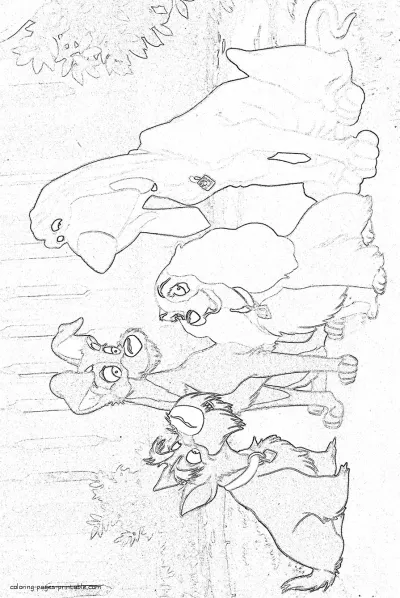 Jock, Tramp, Lady and Trusty coloring page