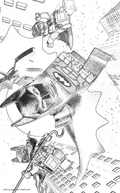 Batman, Robin and Batgirl are flying coloring page