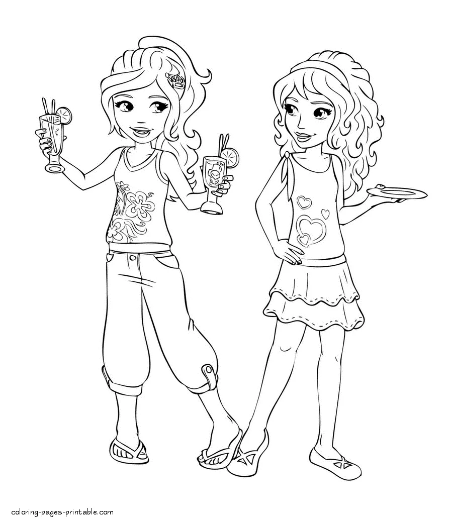 Mia and Olivia Coloring page Mia and Olivia Coloring page. Lego Friends