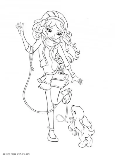 Andrea with her pet coloring page. Lego Friends