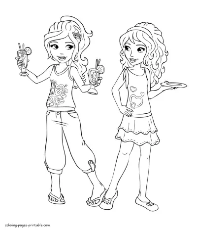 Mia and Olivia Coloring page. Lego Friends