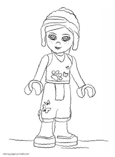 Lego Friends figure printable coloring page