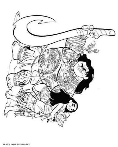 Moana main heroes coloring page