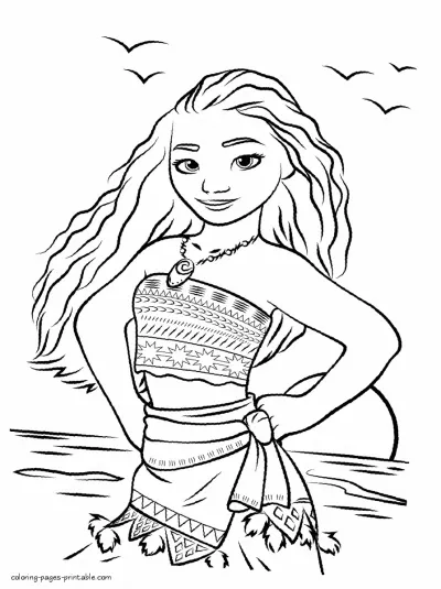 Cute Moana coloring page free