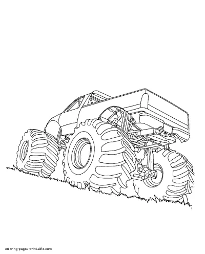 Trucks with big wheels coloring pages for boys