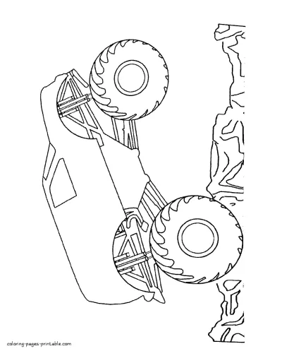 Coloring pages cars. Big monster truck. Black and white