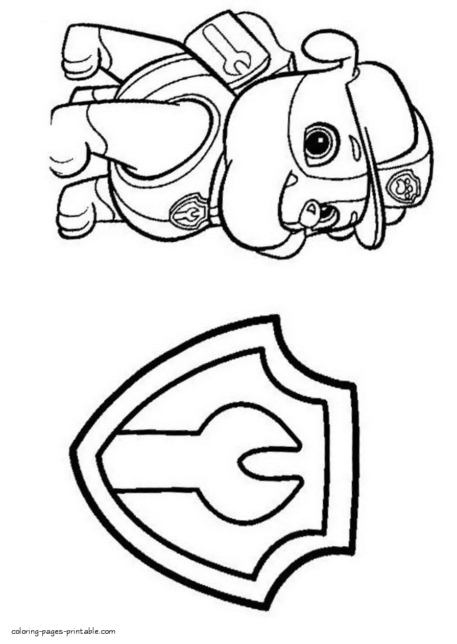 Paw Patrol coloring and activity book. Rubble Paw Patrol coloring and activity book