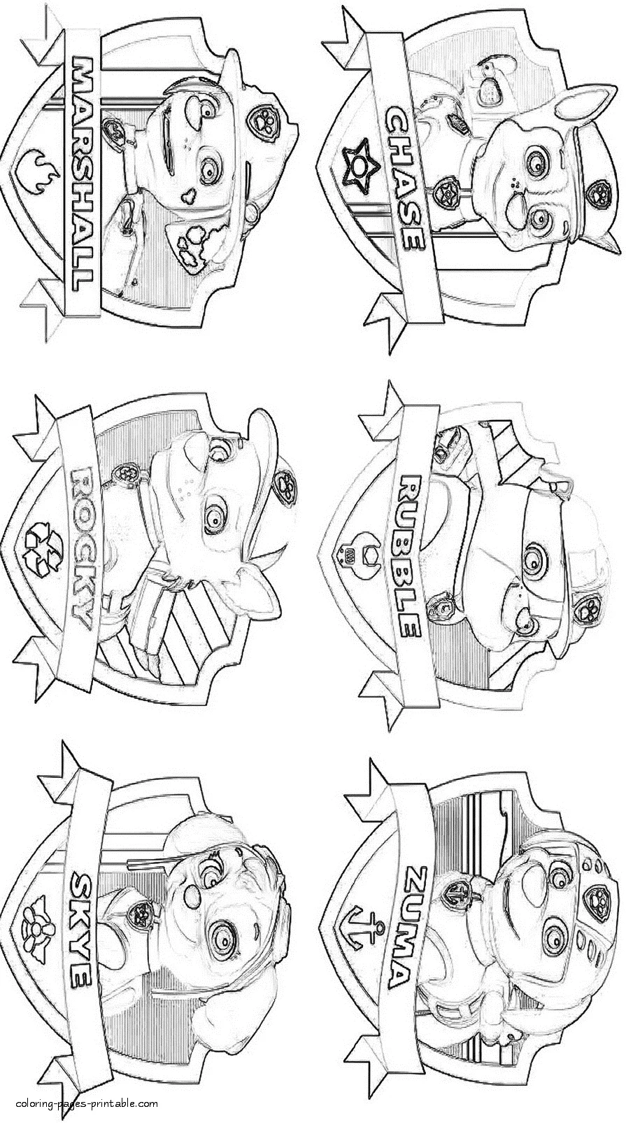 Paw Patrol characters coloring pages to print Paw Patrol coloring pages to print