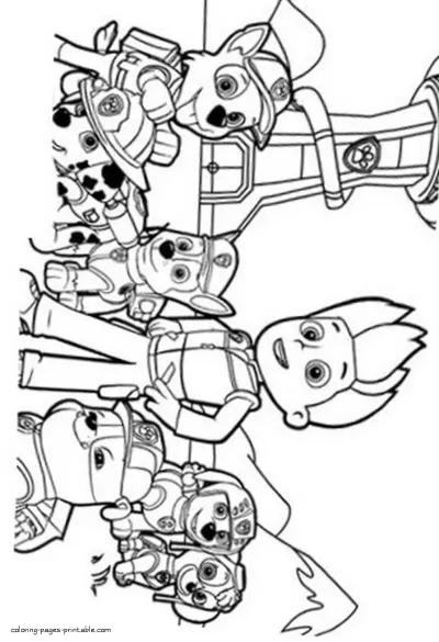 Coloring book Paw Patrol cartoon characters