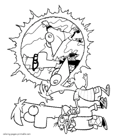 Phineas and Ferb kids colouring pages