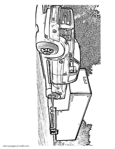 Ford pickup with trailer realistic coloring page