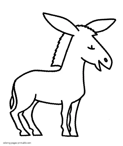 Donkey coloring page. Animals picture for preschool and toddlers