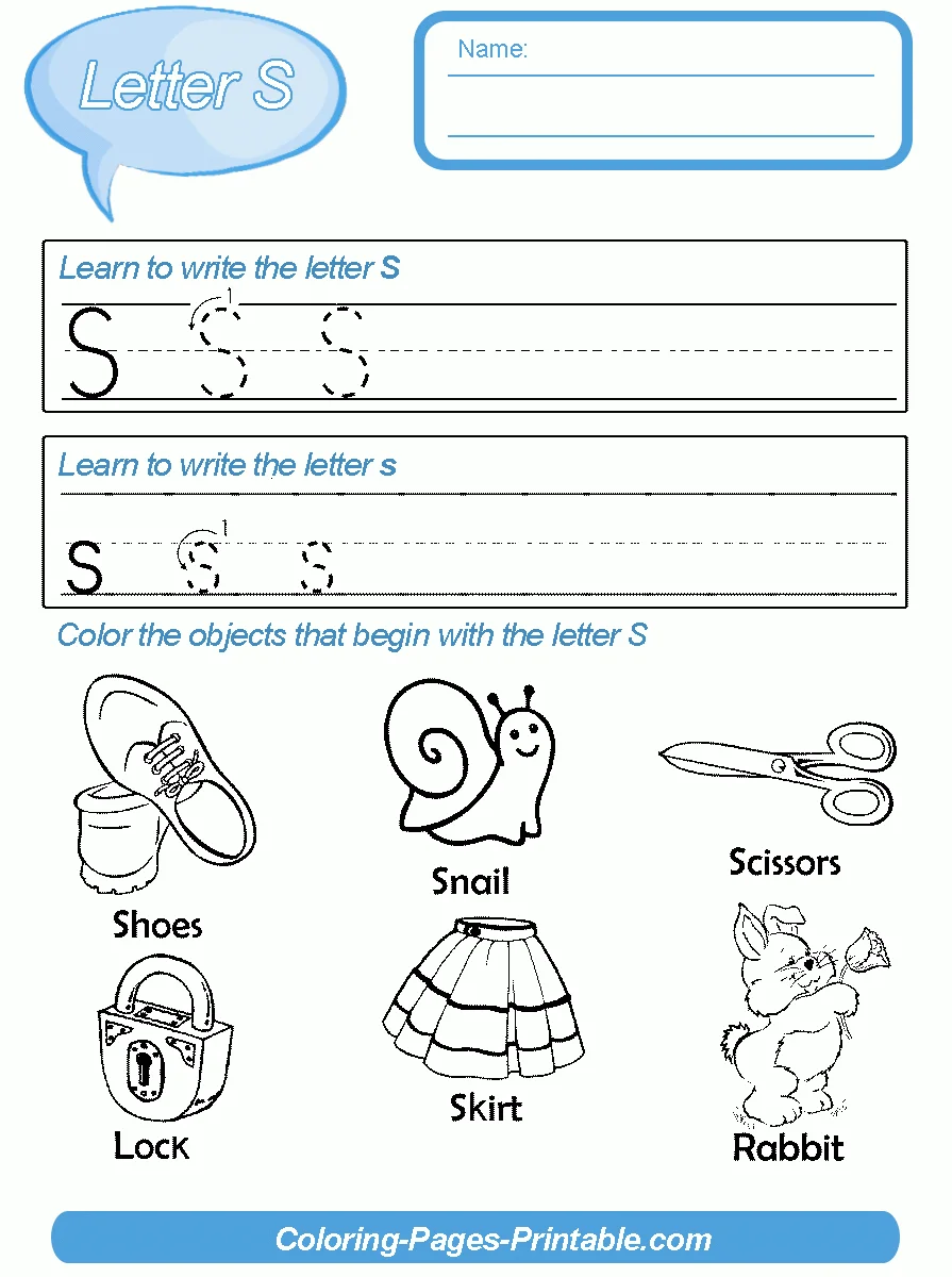 Preschool Coloring Pages - English Letters Preschool Coloring Pages - English Letters. Letter S