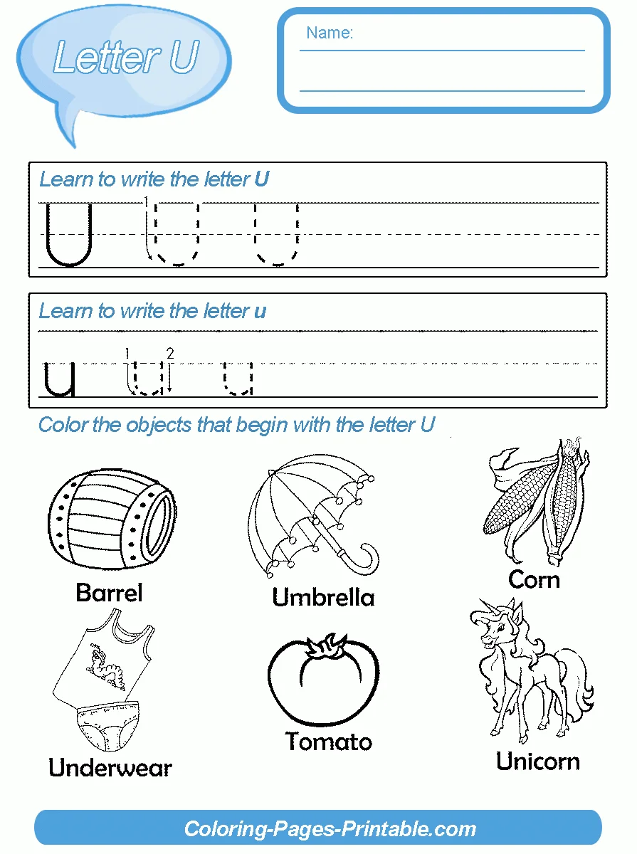 Preschool Letter Writing Practice Preschool Letter Writing Practice. Letter U
