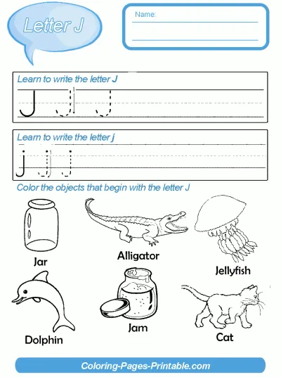 Letter Writing Coloring Pages. Letter J