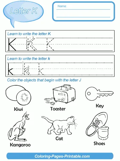 Letter Writing Practice Sheets For Kindergarten. Letter K