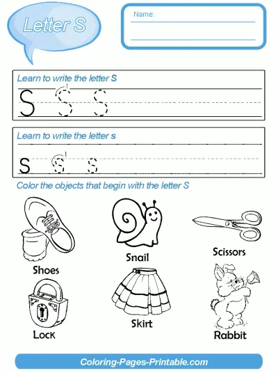 Preschool Coloring Pages - English Letters. Letter S