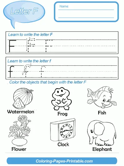 Preschool Letter Writing Worksheets. Letter F