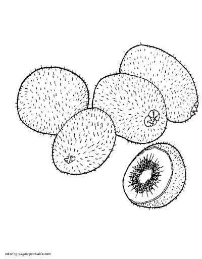 Printable fruits coloring pages for preschoolers. Kiwi