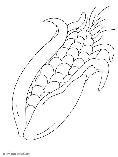 Sweet corn colouring page for kids of preschool age
