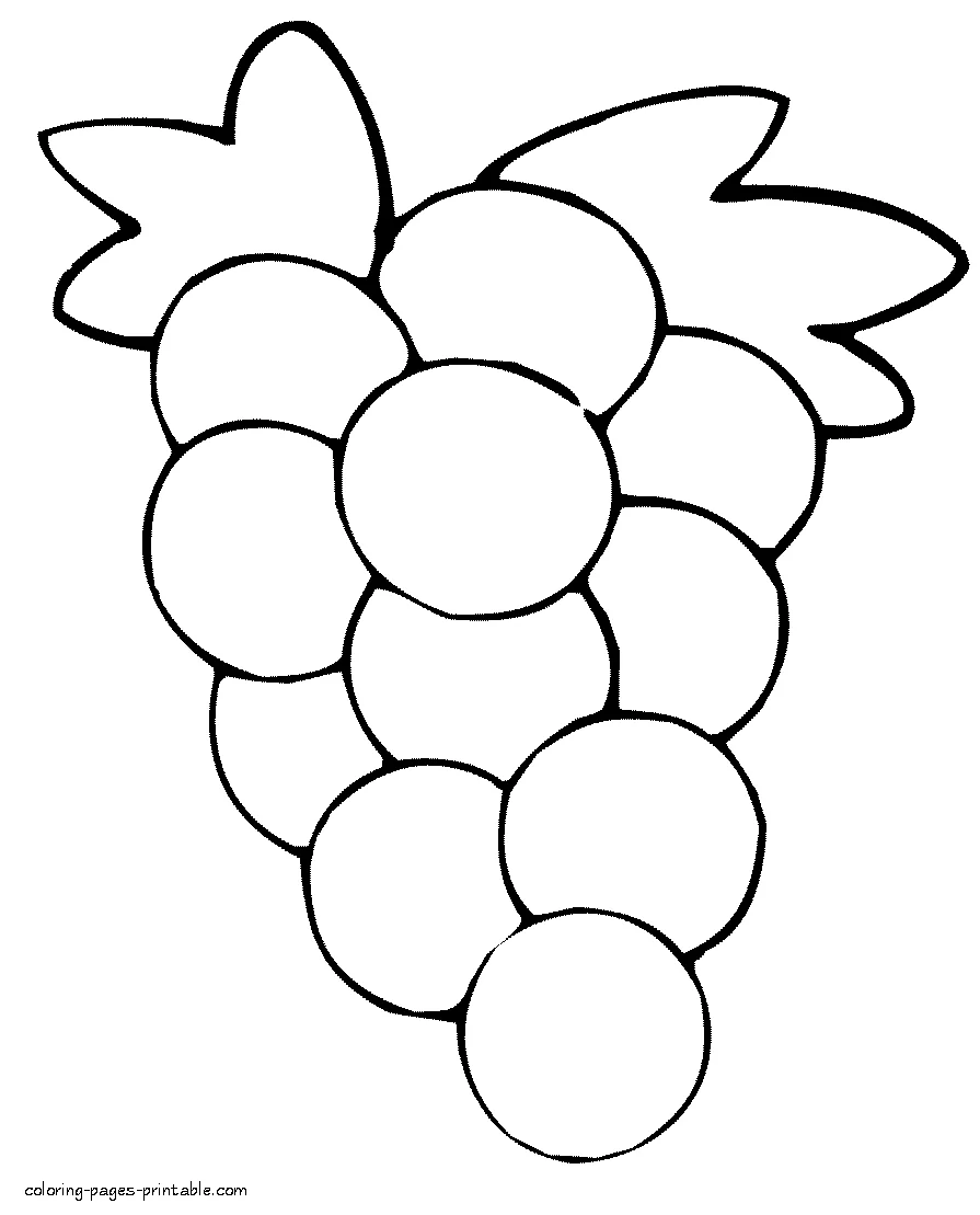 Сoloring pages fruits - Grapes for preschoolers Сoloring pages fruits - printable grapes for preschoolers