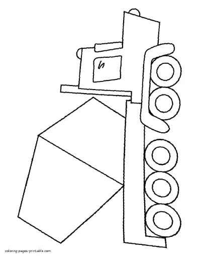 Cement truck page for coloring by small kids