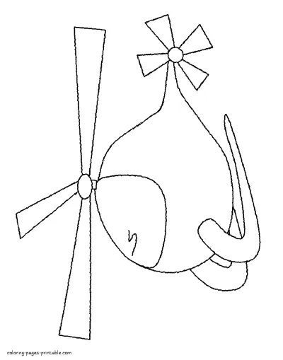 Transportation coloring sheets for toddlers and preschoolers. Helicopter