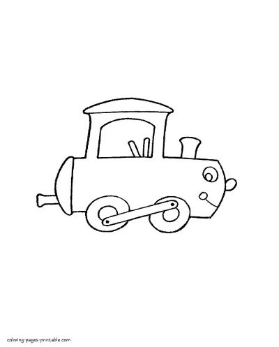 Vehicle simple coloring pages for preschoolers. Locomotive