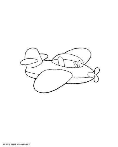 Coloring page of toy airplane for kindergarten kids