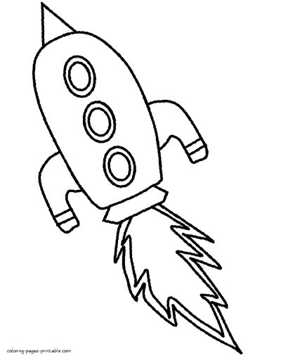 Preschool colouring pages. Printable space rocket