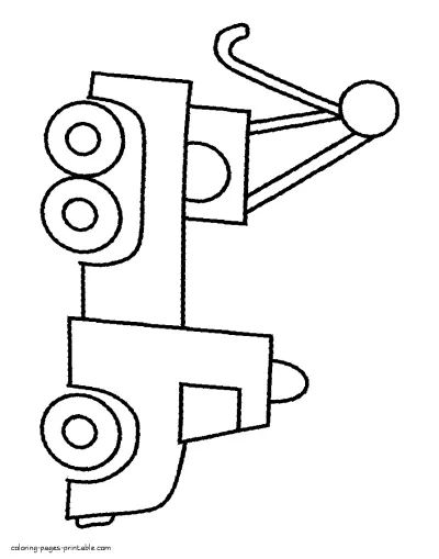 Coloring tow truck sheets for preschool. Simple picture